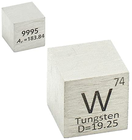 Wolfram Element-Würfel, 99,95 % reines Wolfram, 10 mm Dichte, für Periodensystem, Jäger und mehr (1 cm)