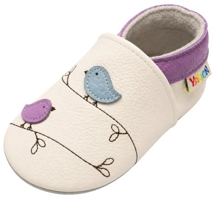 YALION Krabbelschuhe Baby Weiche Leder Lauflernschuhe Junge Mädchen | Baby Leder Krabbelschuhe Wildledersohle Leicht Rutschfest, Elastische Knöchel, Komfort Lederpuschen Baby für 0-3 Jahre