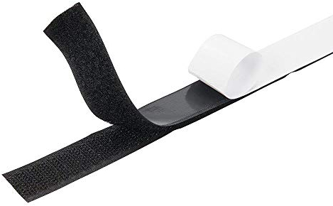 Nastro adesivo con gancio e anello, nastro adesivo autoadesivo, resistente, riutilizzabile, nastro di fissaggio posteriore biadesivo, nero, 5 cm-1 m