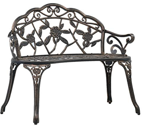 Tidyard Bistro-Bank Sitzbank Gartenbank 100 x 54 x 80 cm Schnörkel-Designs,Balkonbank Blumenbank Bietet Platz für bis zu 2 Personen für Patio, Garten, Hinterhof, Veranda
