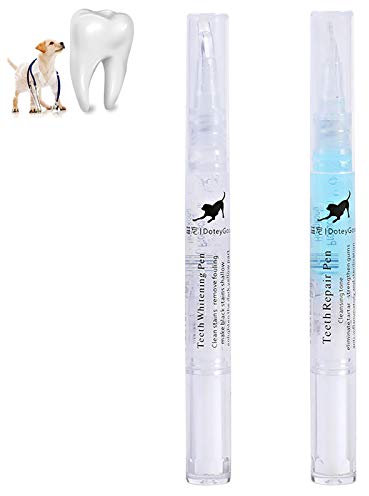 Hmpet Dog Teeth Cleaning Beauty Kit, Pet Teeth Whitening Pen Toothbrush Dental Care Dog Cat Tartar Dental Stone Teeth Cleaning Tools 5Ml Pet Supplies