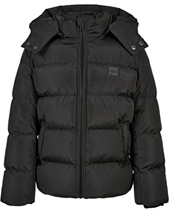 Urban Classics Boys Hooded Puffer Jacket, Noir, 146/152 cm Garçon