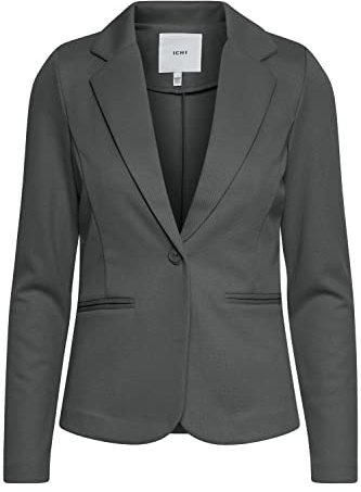 ICHI IHKATE PIQUE BL Damen Blazer Kurzblazer Jacke Ein-Knopf-Blazer mit Stretch, Größe:M, Farbe:Black (194008)