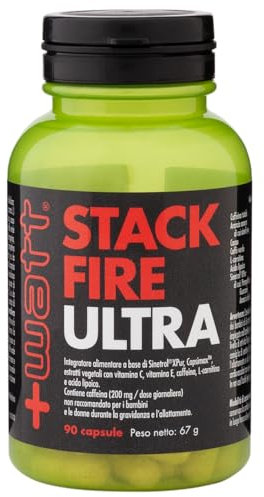 Stack Fire Ultra - Favorisce il Miglioramento del Metabolismo con Estratti Vegetali, Caffeina & L-Carnitina - Formato: 90 capsule
