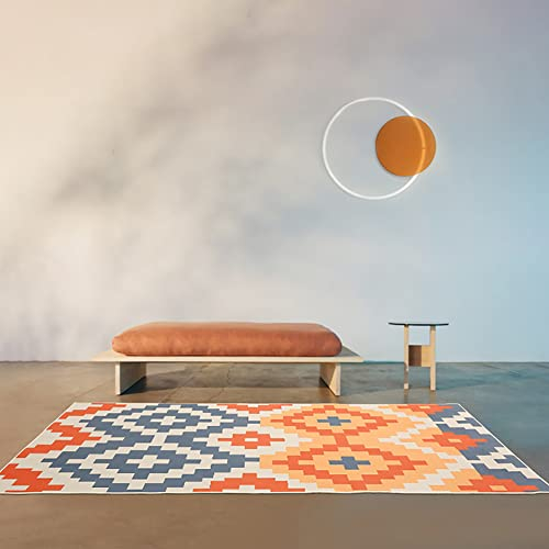 Ruby Lil Vintage Area Teppiche Für Wohnzimmer, Boho Design Diamantmuster Kurzer Haufen, Weich Nein, Der Teppiche Für Schlafzimmer Entfernt,140x200cm