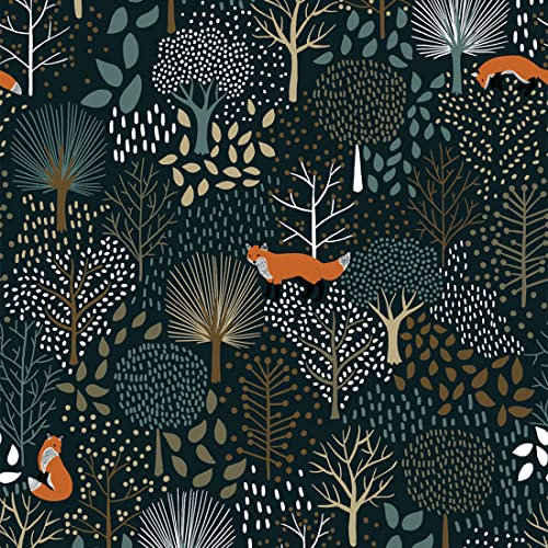 Papier peint M.Fox / Motif forêt et renard (50cm x 10m) - Lilipinso