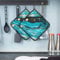 Hitzebeständiger Topflappen 2er Set Küche Topflappen für Mikrowelle Kochen Türkis Blau Gold Marmor Topflappen Ofen Hot Pads Waschbar Topflappen zum Backen Quadratischer Untersetzer für BBQ mit