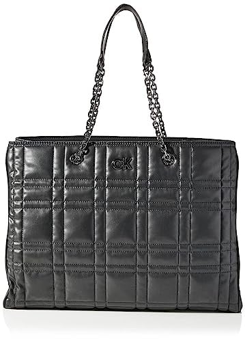 Calvin Klein Damen Re-Lock Quilt Tote W/Lpt Cmpt, Ck Black, Einheitsgröße, Ck Black, One Size