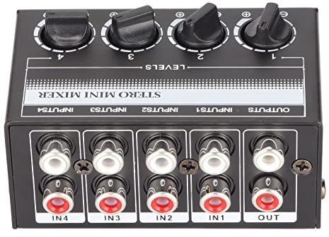 Stereo Mixer, Tragbarer Professioneller CX400 4 Kanal Metall Passivmixer für Aufnahmestudio, Konsole, Bühne, Kleiner Club