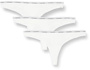Calvin Klein Women's 3 Pack Modern Logo Thongs, White (White/White/White), XS