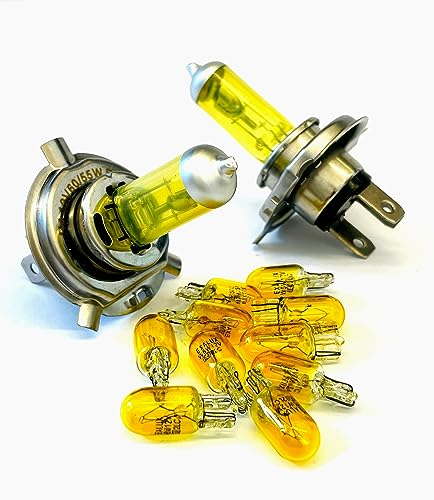 Yellow Aqua Vision SET - 2x H4 + 10x W5W Leuchtmittel 12V Glühlampen Halogen Auto Lampen - Hallenwerk