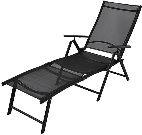 CIADAZ Sonnenliege Klappbar, Gartenliege, Liegestuhl, Sonneninsel Outdoor, Sonnenstuhl, Gartenmöbel, Bäderliege, Relaxliege, Aluminium 178x63,5x96 cm Schwarz