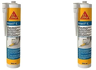 Sikasil C 300ml weiß neutralvernetzender Silicondichtstoff für Sanitär- und Bau (Packung mit 2)