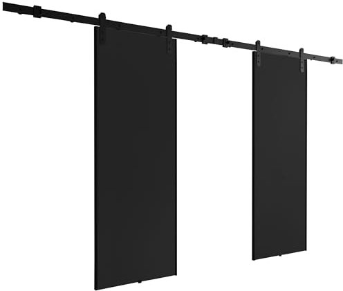 KIER FURNITURE Aura Duo Schiebetüren – Schiebetür Komplettset Schiene Komplettset Mit Tür – Zimmertüren Mit Zarge Komplett - B152xH205xT1,6 cm - Graphit