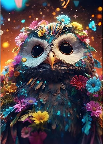 Aapxi Malen nach Zahlen Erwachsene Eulen – Malen Nach Zahlen Tiere-mädchen Geschenke,40 x 50 cm Leinen-Leinwand und 4 Pinsel, 24 bunt Acrylfarbe