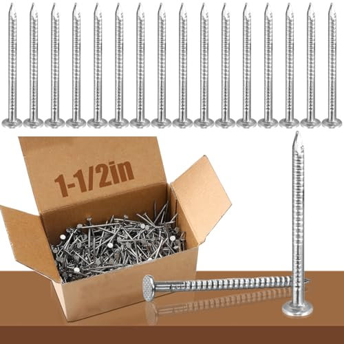 Tandefio 2 Pound Box Siding Nails Roofing Tile and Slating Rust Resistant 304 Stainless Steel Hardware Nails for Redwood Cedar Wood Siding Nail Decking Roof Slating(1-1/2 Inch)