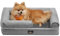 Feandrea Orthopädisches Hundebett, Hundekissen, Hundekorb, weiche Polsterung, Hundesofa, erhöhte Ränder, Bezug abnehmbar und waschbar, 76 x 51 x 18 cm, rutschfeste Unterseite, hellgrau PGW074G02