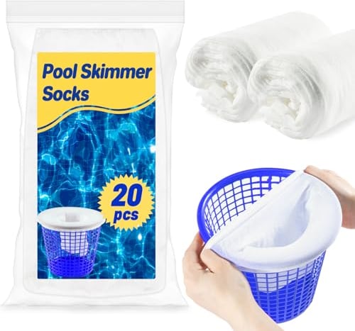 Sukh 20 Stück Pool Skimmer Socks - Water Filter Sock,Pool Skimmer Socken,Filterstrumpf,Pool Skimmer Basket Sock,Pool Skimmer Net für Entfernt Schlacken Blätter