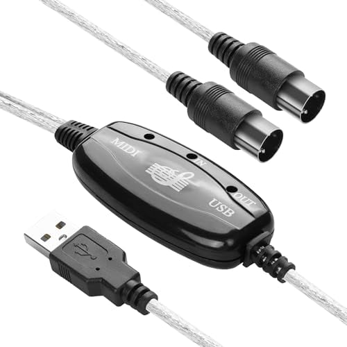 YAODHAOD USB to MIDI Cable Converter 2 in 1 PC to Synthesizer Music Studio Keyboard Interface Wire Plug,5 Pin MIDI to USB for Music Keyboard Piano to PC Laptop Support XP/Windows7/8/10/Vista