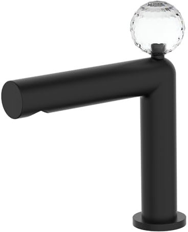 Robinet mitigeur monotrou pour baignoire et salle de bain avec poignée en cristal Noir mat