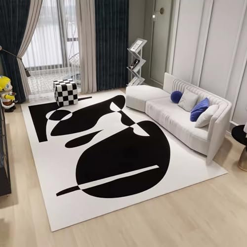 Teppich Kinder Teppich mädchen Spiele Teppich Schwarz Weiß Geometrisches Design Kinder Krabbel Spielteppich babyzimmer Teppich Junge 120x160cm