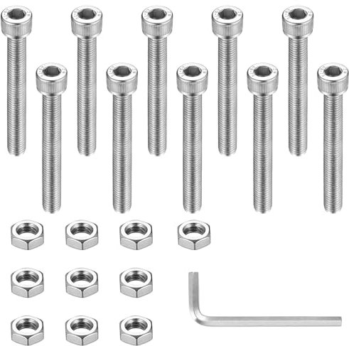 Set di Viti Bulloni e Dadi, 10 Pz Kit di Viti a Testa Esagonale con Dadi, Viti a Testa Bombata Viti a Brugola, Viti a Testa Cilindrica con Esagono Incassato in Acciaio Inossidabile (M8x60mm)