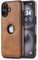 AIOVETEAB Hülle für iPhone 16 Premium PU Leder Anti-Rutsch Anti-Kratzer Stoßfest Vollständige Schutzhülle Handyhüllen Case Cover Kompatibel mit iPhone 16,Braun