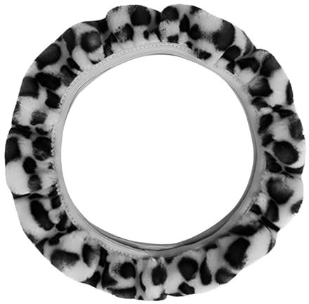 QOCUILC Lenkradbezug,Weicher Leopard Auto Lenkradschoner Universal Lenkradabdeckung,Weiche Plüsch-Lenkradhülle für Winter, Leopard-Design,Lenkrad Wärmer