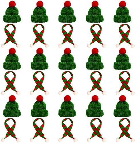 Scinzene Mini Weihnachtsmützen - Kleine Weihnachtsdeko zum Basteln, Mützen für Sorgenwürmchen und Likörflaschen zu Weihnachten