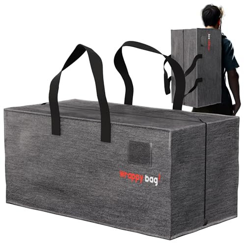 Wrappybag Lot de 4 Grands Sacs à dos de Rangement Plastique – Sacs Jumbo XXL – Déménagement & Voyage – Solide, Épais & Étanche avec Poignées Renforcées – Vêtement & Linge de Lit – 76 x 36 x 38 cm