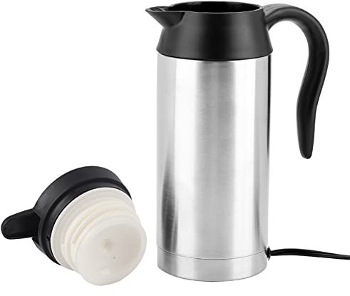 VIFERR Auto Wasserkocher 24V, 750ml Reisewasserkocher Edelstahl Auto Heizbecher mit Zigarettenanzünder, Tragbarer Elektrischer Wasserkocher für Heißwasser Kaffee Tee