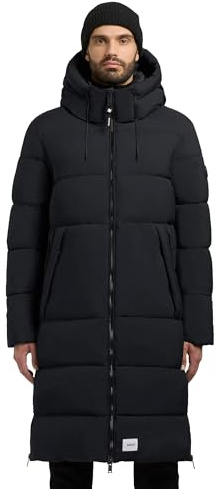 khujo Herren Wintermantel langer Steppmantel mit Kapuze Rigo Matt-YM Obrage Grey Gr. XL