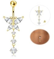YADOCA 14G Bauchnabelpiercing Titan Silber Gold Piercing Bauchnabel Lang CZ Bauchnabelpiercing Ring Körperpiercing Schmuck