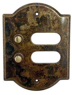 Campanello due 2 pulsanti in ottone liscio brunito pulsantiera porta ingresso