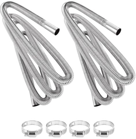 LOPYXBR 2 Stück 200cm Abgasschlauch für Stromerzeuger 25mm Abgasrohr Standheizung mit 4 Edelstahlklammern, Auto Edelstahl Abgasrohr für Diesel Heizung