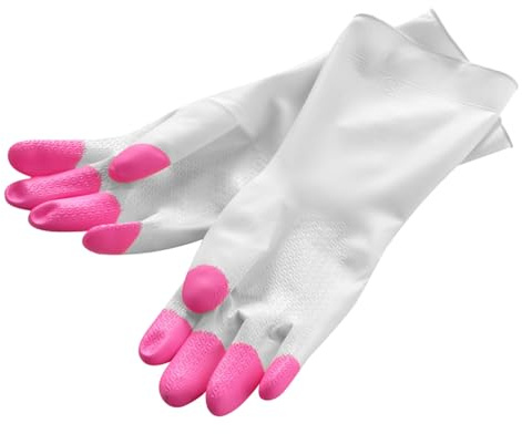Gsycle Gants de ménage en PVC, gants de vaisselle multifonctionnels antidérapants, gants de nettoyage ménagers, gants de nettoyage réutilisables pour la maison (Rose)
