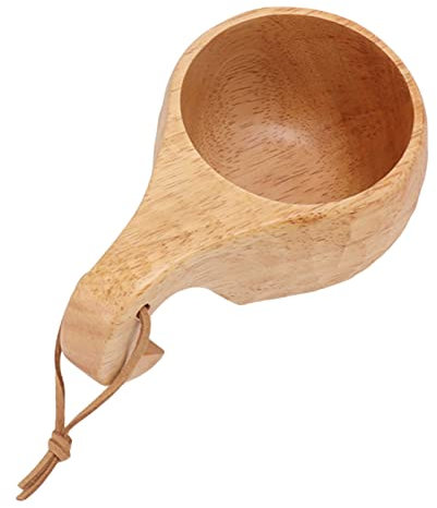 Holz-Kaffeetasse, Holz-Trinkbecher, Tragbare Outdoor-Camping-Tasse, Wiederverwendbar, Dekorative Teetasse, Nordischer Stil, Handpolierte Holz-Kaffeetasse mit Griff für Wandern,