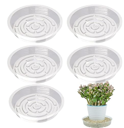 5 Stück Untersetzer Blumentopf, 20cm Blumentopf Untersetzer Rund, Pflanzen Untersetzer, Transparent Blumen Tropfschale, Transparent Blumentopfuntersetzer Für Töpfe Drinnen Draußen