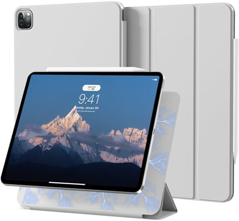 ZOPSGYU Hülle für iPad Pro 11 Zoll 4./3./2. Generation 2022/2021/2020, Unterstützung Pencil Aufladung, Starke Magnetbefestigung, Trifold Ständerhülle, Auto Schlafen/Wachen, Grau
