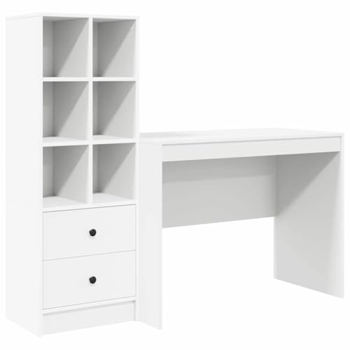 vidaXL Schreibtisch Weiß 145.5 x 50 x 127 cm 2 STK. | Genug Platz, um alles ordentlich zu verstauen, Robuste Oberfläche, die lange hält, Ideal für enge Räumen