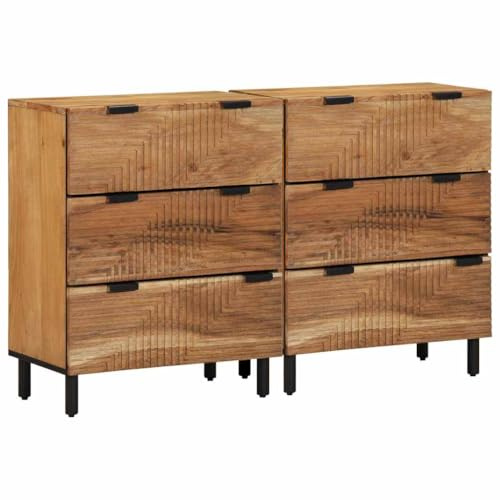 vidaXL Sideboard Set 2 stk. 120 x 33 x 75 cm Massivholz Akazie | Mehrere Fächer für organisierten Stauraum, Ist mit Schraubendreher schnell zusammengebaut zwei Personen nötig