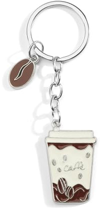 FRULX Creative Coffee Bean Cup Keychain, Cute Bag Charm for Her, Ideal Ladies' Gifts, Birthday, Special Occasion, Friend, Sister, Mum, Perfect for Personalised, Unique, And Travel Keyring Gifts