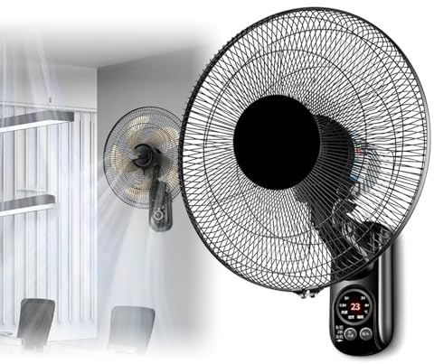 PPLDABNK 16-inch Wall-mounted Fan with Remote Control, 5 Fan Blades, 3 Speed Settings, 58W Silent Oscillation Industrial Fans, Suitable for Bedrooms, Offices, And Restaurants,16 inches
