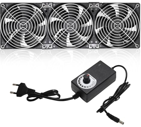 Hoypeyfiy Pack de 3 ventiladores silenciosos para PC, 120 mm, 12 V/220 V con regulación de velocidad, universales, para ordenadores, servidores, armarios AV y routers