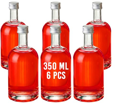 Amajoy 6 x 350 ml leere Glasflaschen Nocturne Likörflaschen mit Schraubverschluss, Weinflasche Schnapsflasche Essig Öl Flasche zum befüllen