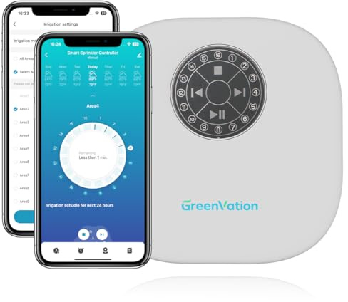 GreenVation Smart Sprinkler Controller Pro, 12-Zonen-WLAN-Bewässerungssystem mit Pumpen- & Regensensor-Schnittstelle für Garten/Rasen