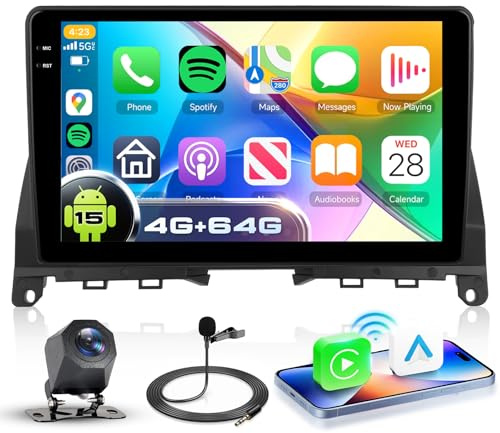 VECHTEL 4G+64G Autoradio Android 15 für Mercedes-Benz C-Klasse W204 S204 2007-2014, 9'' Incell HD Touchscreen mit Drahtlos Carplay Android Auto GPS Wi-Fi USB Bluetooth FM RDS Radio Rückfahrkamera