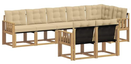 vidaXL Outdoor-Sofagarnitur mit Kissen 8 pcs Weiß und Beige, Garten Loungemöbel, modernes Ecksofa, robust Sitzgruppe, Terrassenmöbel für Komfort