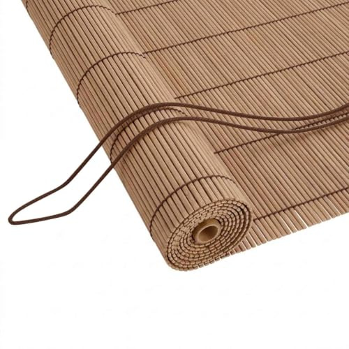 LoogCape Bambus Rollo Braun 50 x 160 cm, Jalousie Rollo, Plissee Optik, Raffrollo, Doppelrollo, Sichtschutz und Sonnenschutz für Fenster, innen verdunkelung