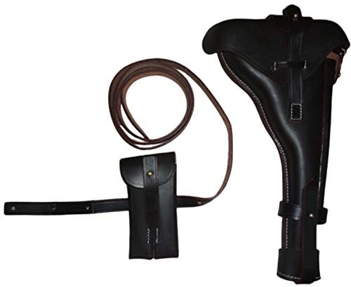 warreplica Deutsch WWI Long Artillerie Luger P-08 P08 Dunkelbraun Leder Holster & Mag Pouch - Reproduktion